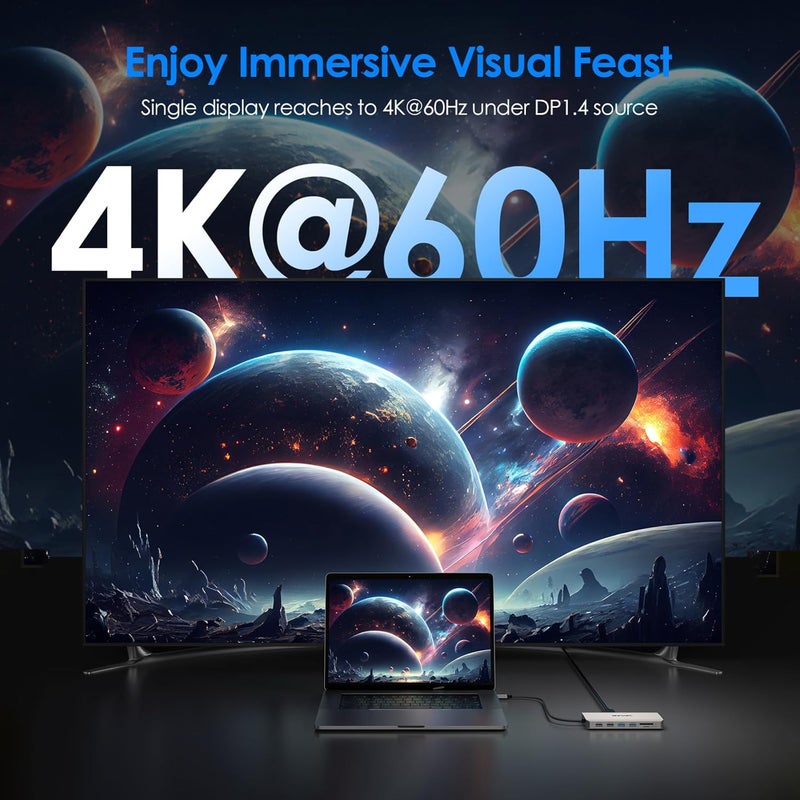 WAVLINK Laptop Docking Station,12 in 1 Triple Display USB C Hub for Windows with Dual DP, HDMI, 100W PD in, Gigabit Ethernet, USB3.0/2.0 Ports, SD/TF Card Reader, Mic/Audio for Lenovo HP Dell - Image 3